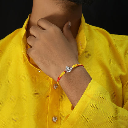Silver Ganesha Om Rakhi for Brother