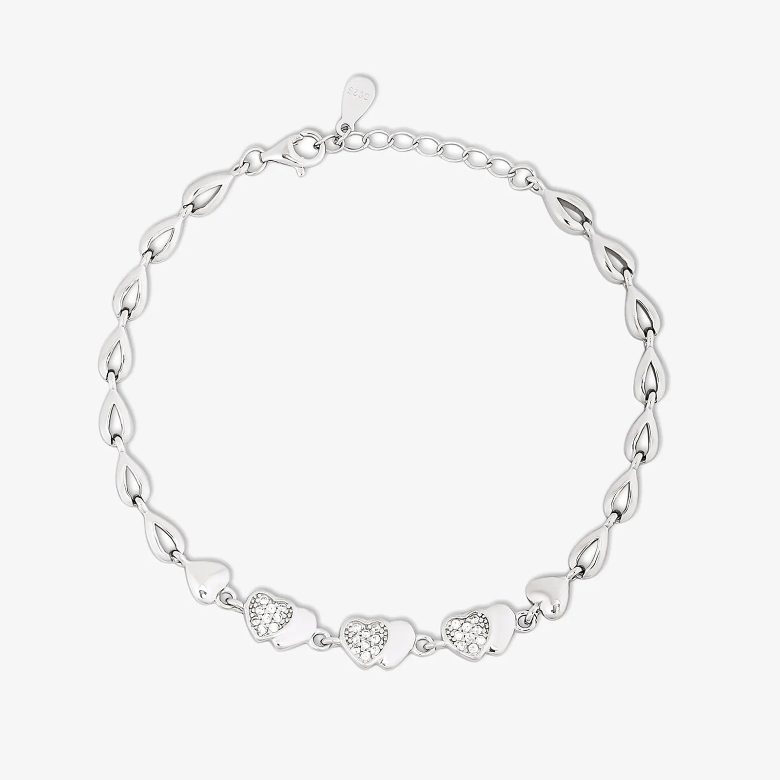 Designer Silver CZ Heart Bracelet for Women