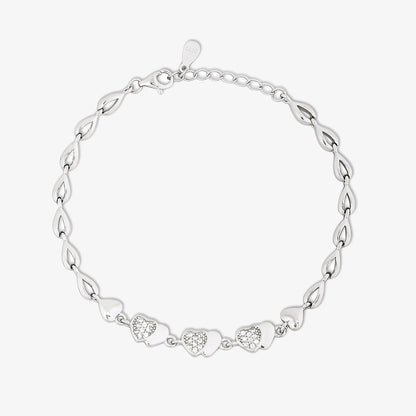 Designer Silver CZ Heart Bracelet for Women