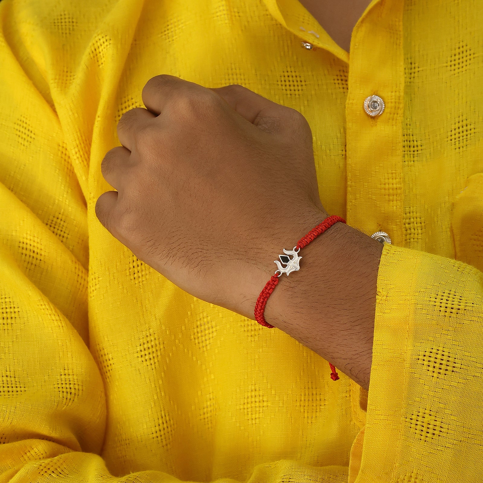 Simple Trishul Silver Rakhi for Brother