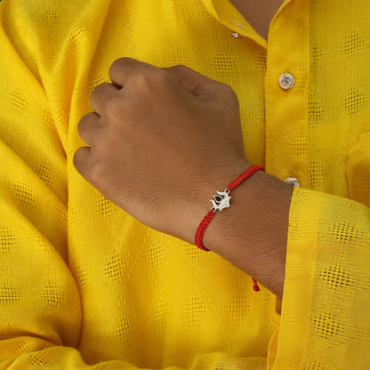 Simple Trishul Silver Rakhi for Brother