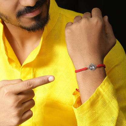 Oxidized Silver Circular Om Damru Rakhi for Brother