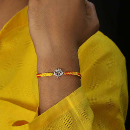 Silver Damru Trishul Rakhi for Brother