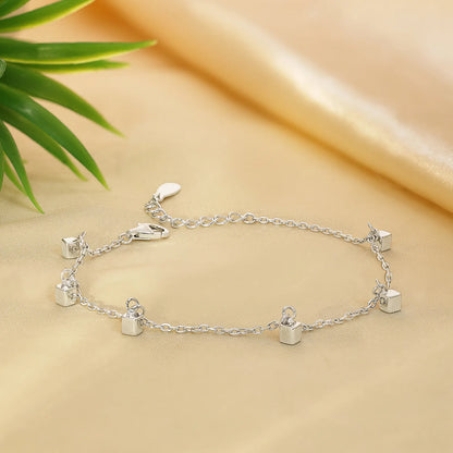 Silver Cubic Rope Link Bracelet