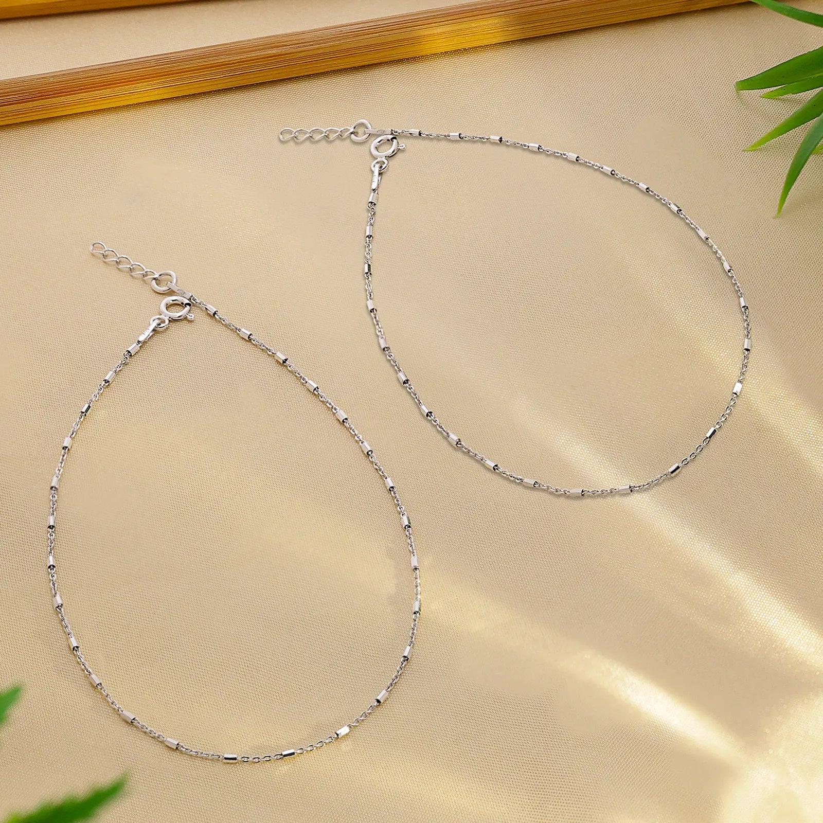 Silver Modern Rope Chain Anklet - Tweov Jewels