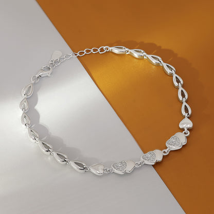 925 Sterling Silver CZ Designer Heart Bracelet for Women