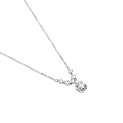 Silver Square Diamond Necklace for Women