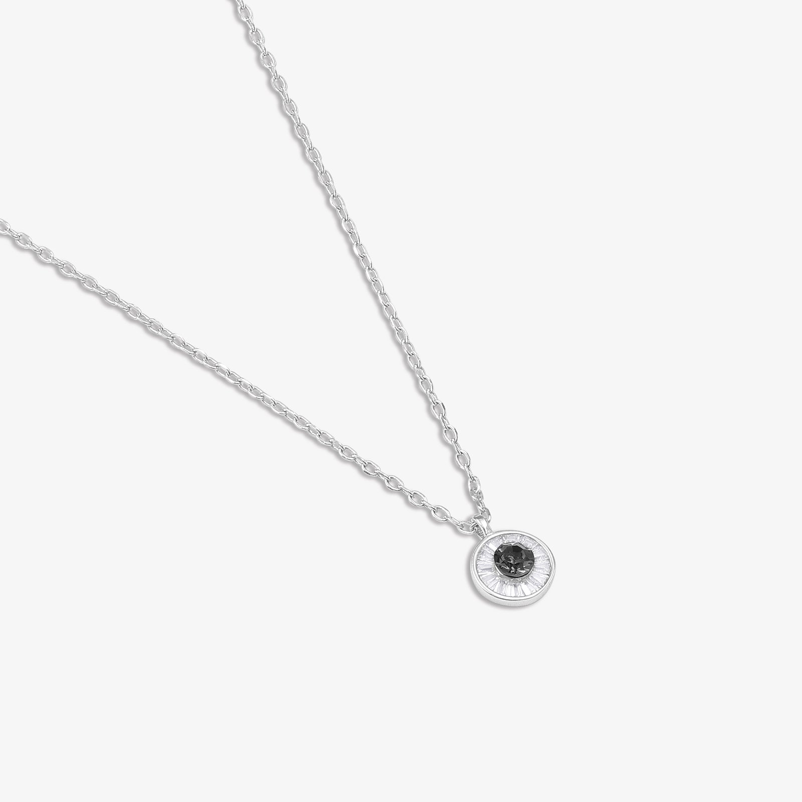 Black CZ Studded Silver Chain with Pendant - Tweov Jewels