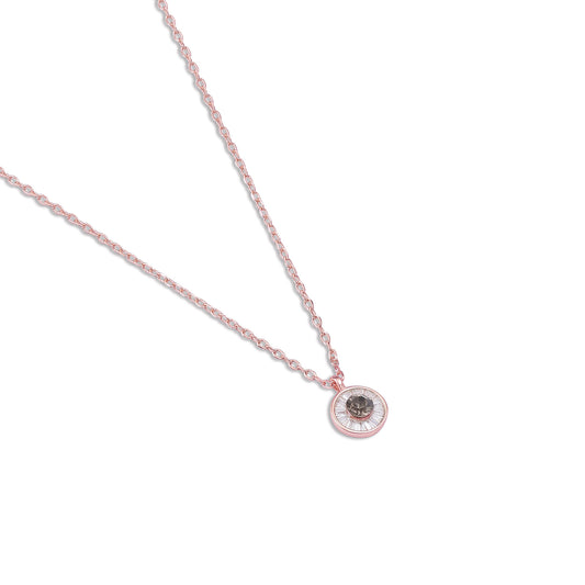 Rose Gold Plated Sea Green Stone Studded Chain Pendant
