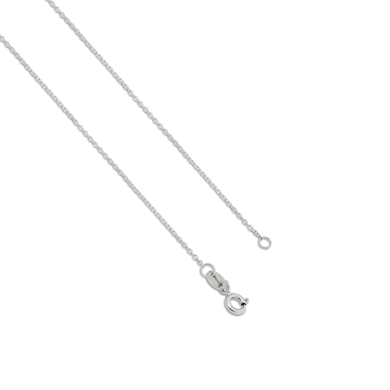 CZ Studded Silver Oval Pendant with Chain