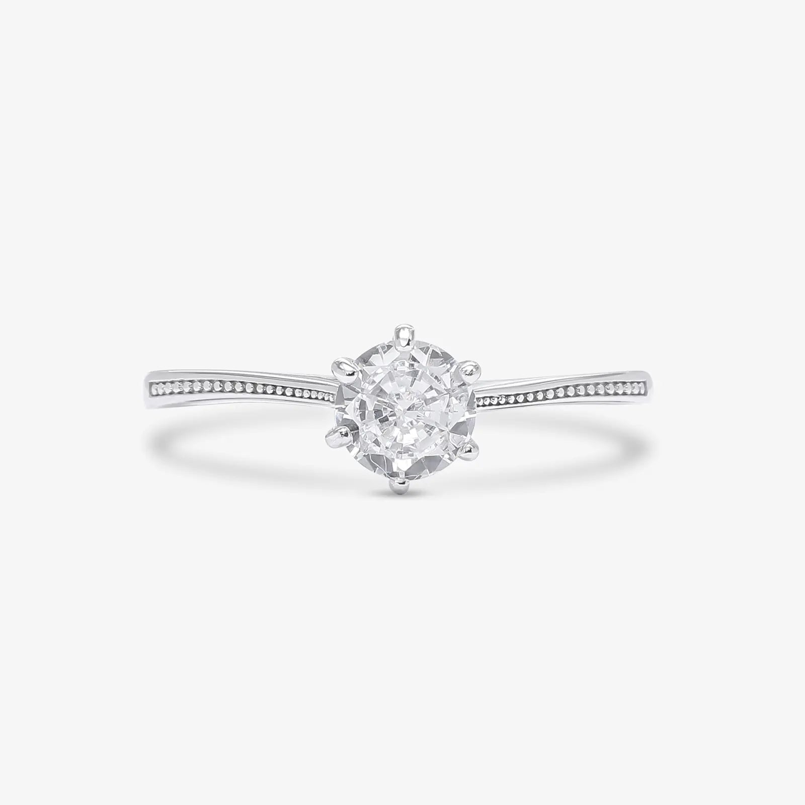 Silver Solitaire American Diamond Ring - Tweov Jewels