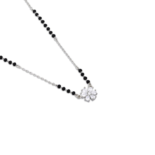 Floral Design Silver Mangalsutra