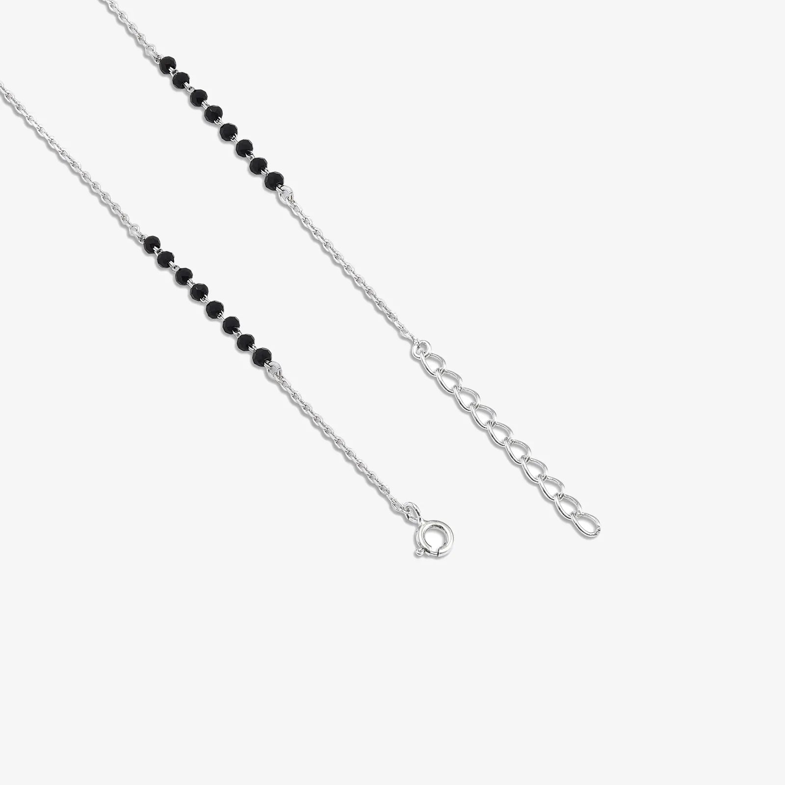 AD Studded Rectangle Solitaire Silver Mangalsutra