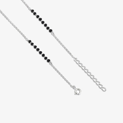 AD Studded Round Solitaire Silver Mangalsutra