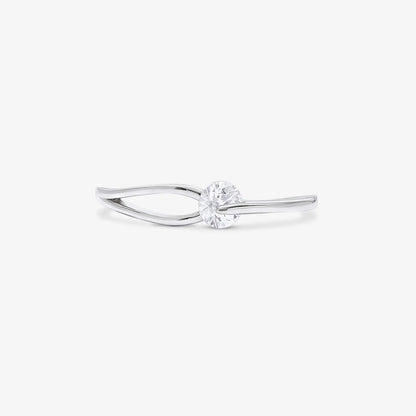 Silver CZ Twist Solitaire Ring