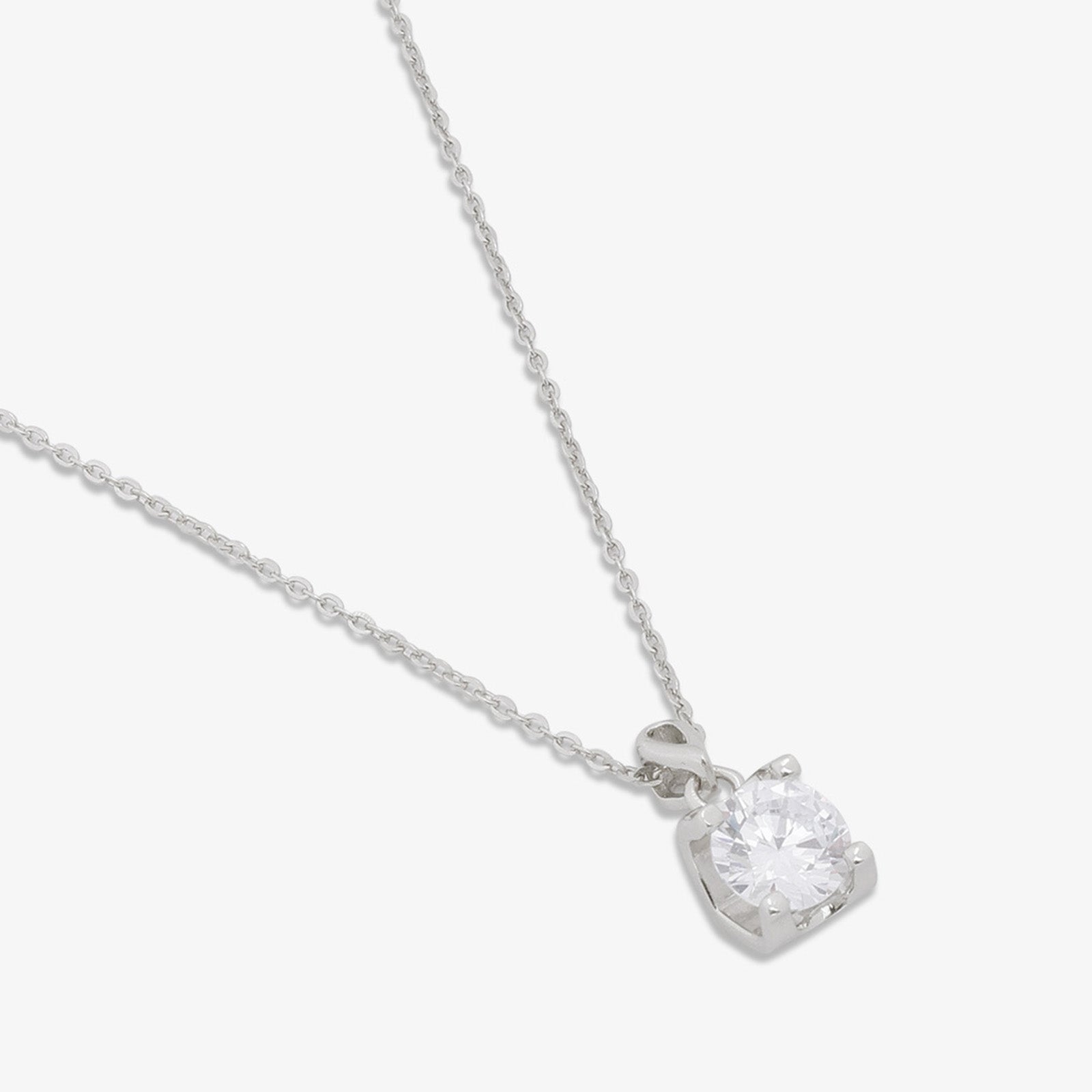 Solitaire American Diamond Silver Pendant & Chain - Tweov Jewels