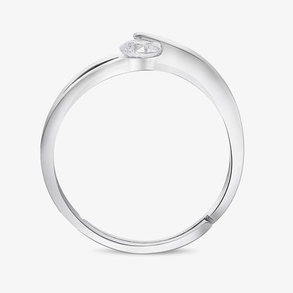Silver CZ Twist Solitaire Ring