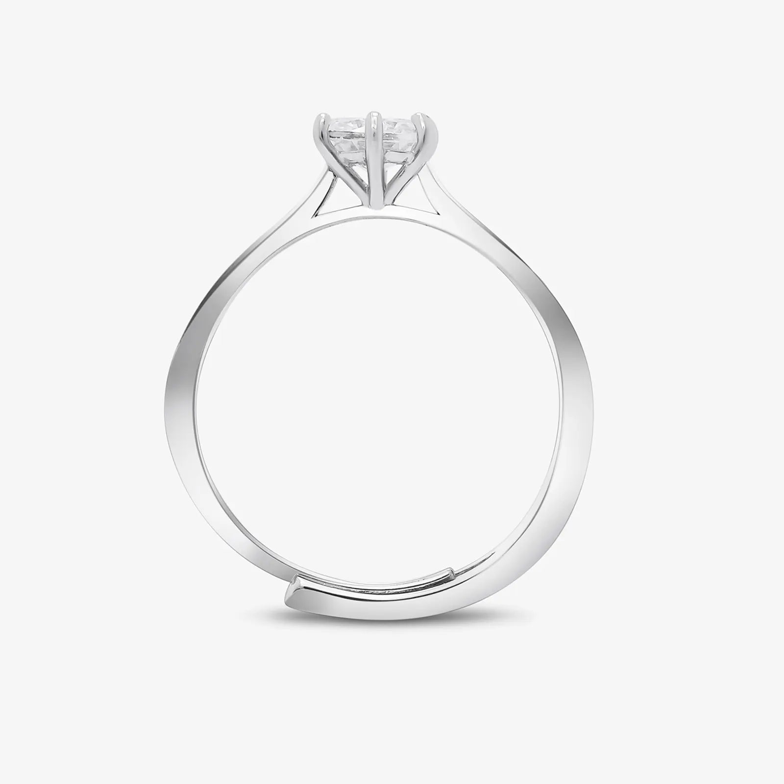 Silver Solitaire American Diamond Ring - Tweov Jewels