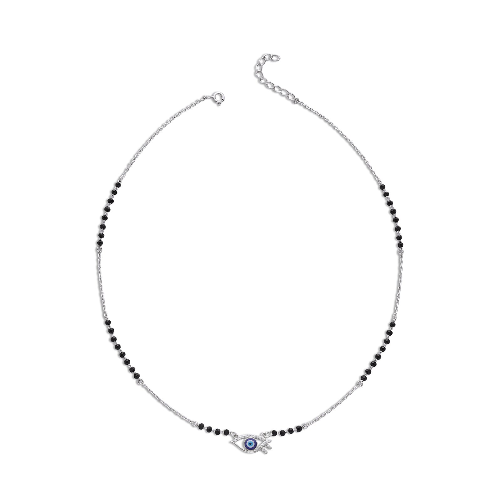 Black Beads Silver Evil Eye Mangalsutra for Women