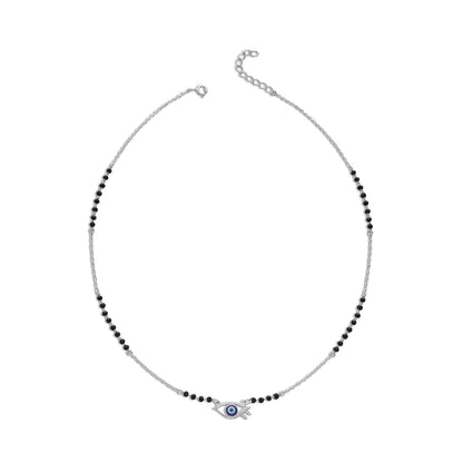 Black Beads Silver Evil Eye Mangalsutra for Women