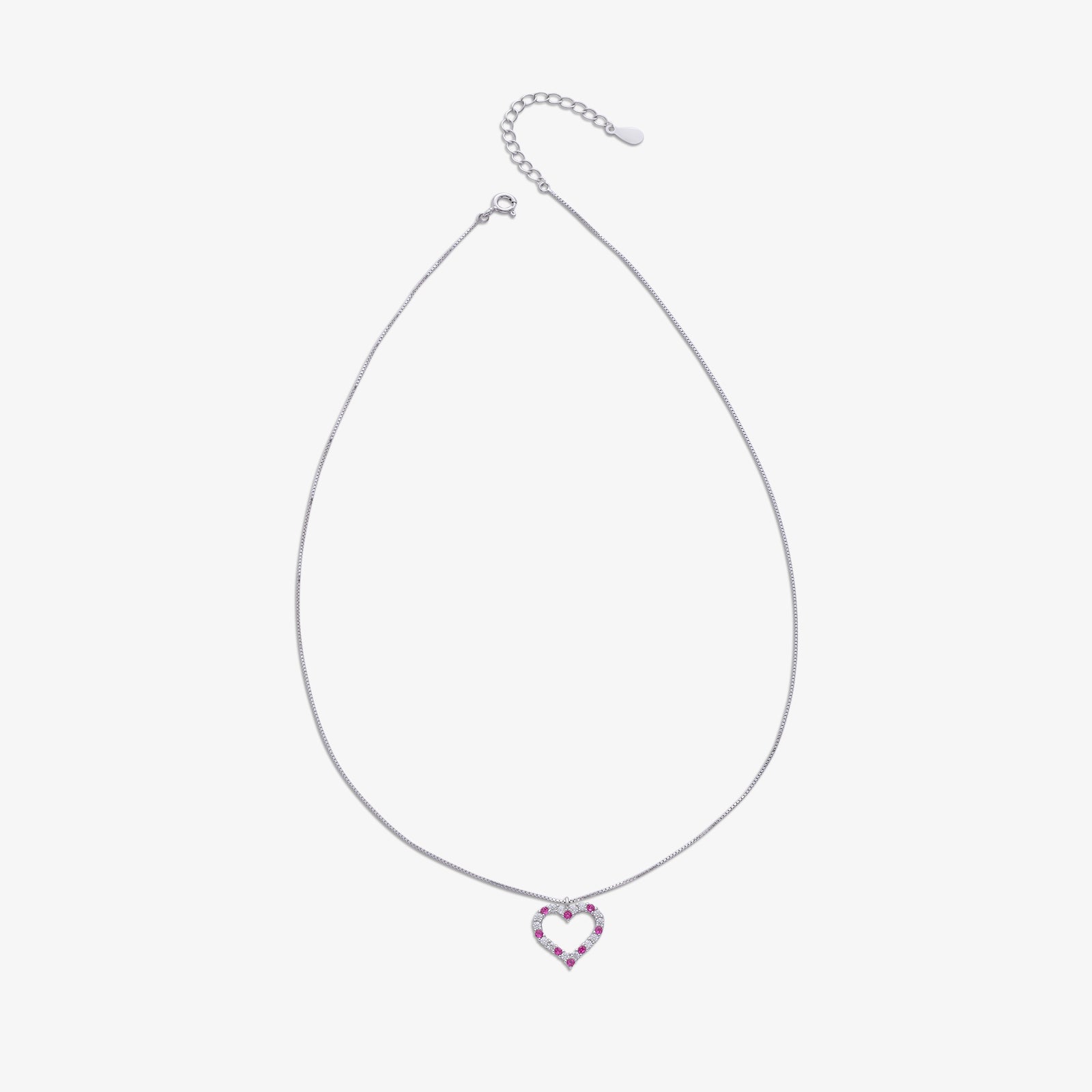 925 Sterling Silver Pink Heart Pendant with Chain