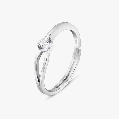 Silver CZ Twist Solitaire Ring