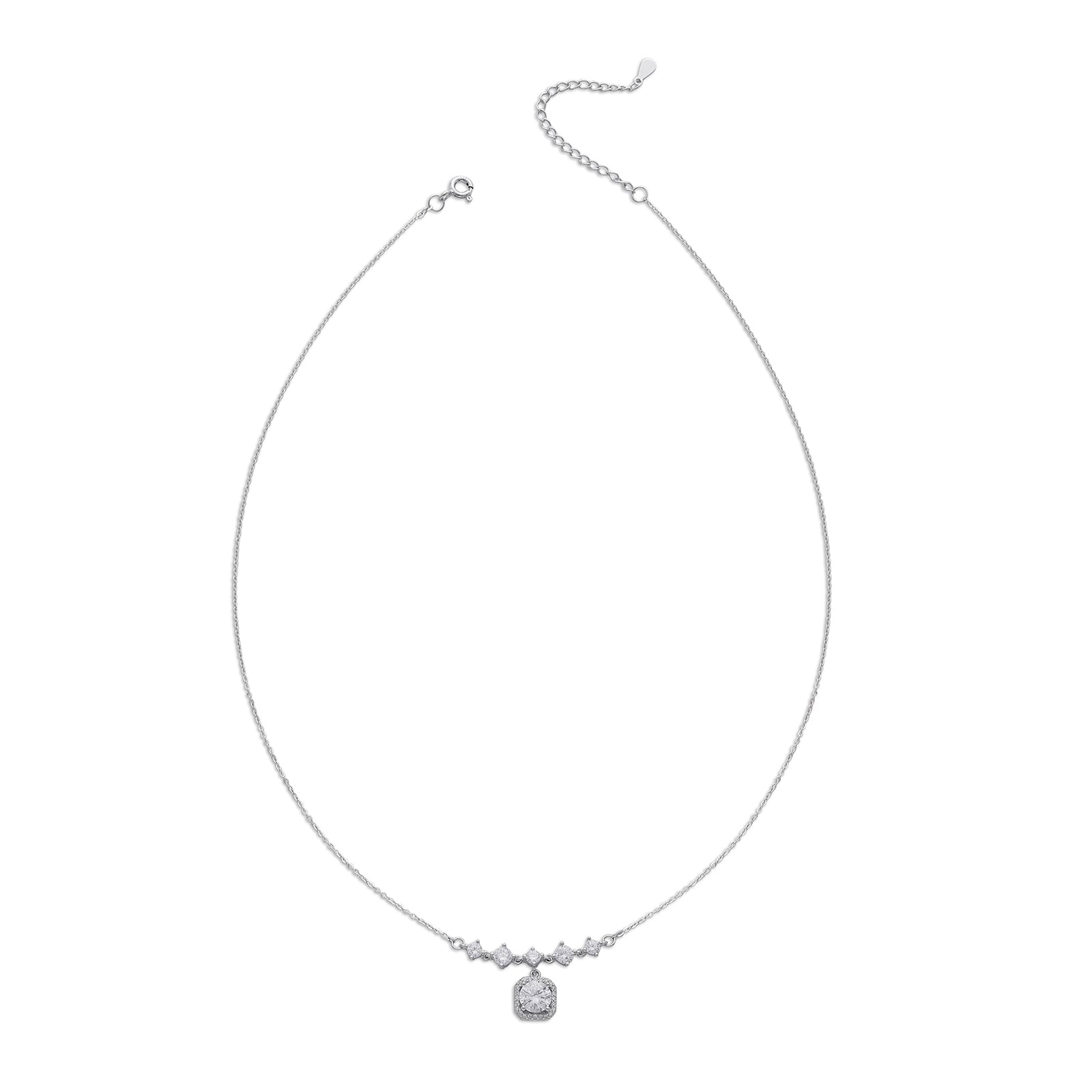 Silver Square Diamond Necklace for Women