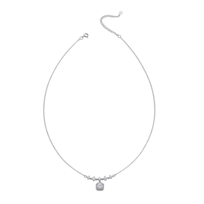 Silver Square Diamond Necklace for Women