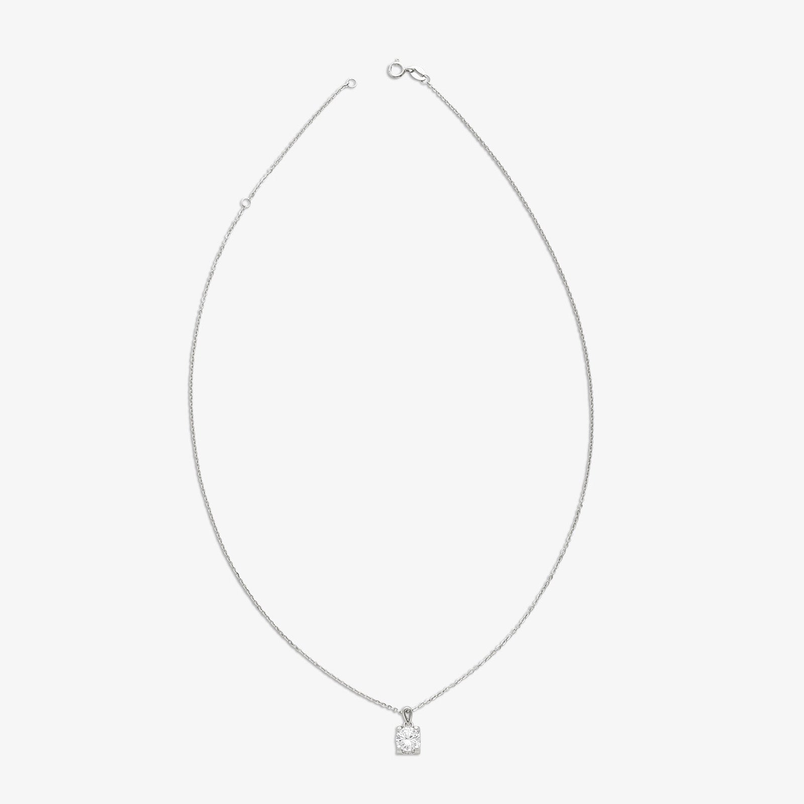 Solitaire American Diamond Silver Pendant & Chain - Tweov Jewels