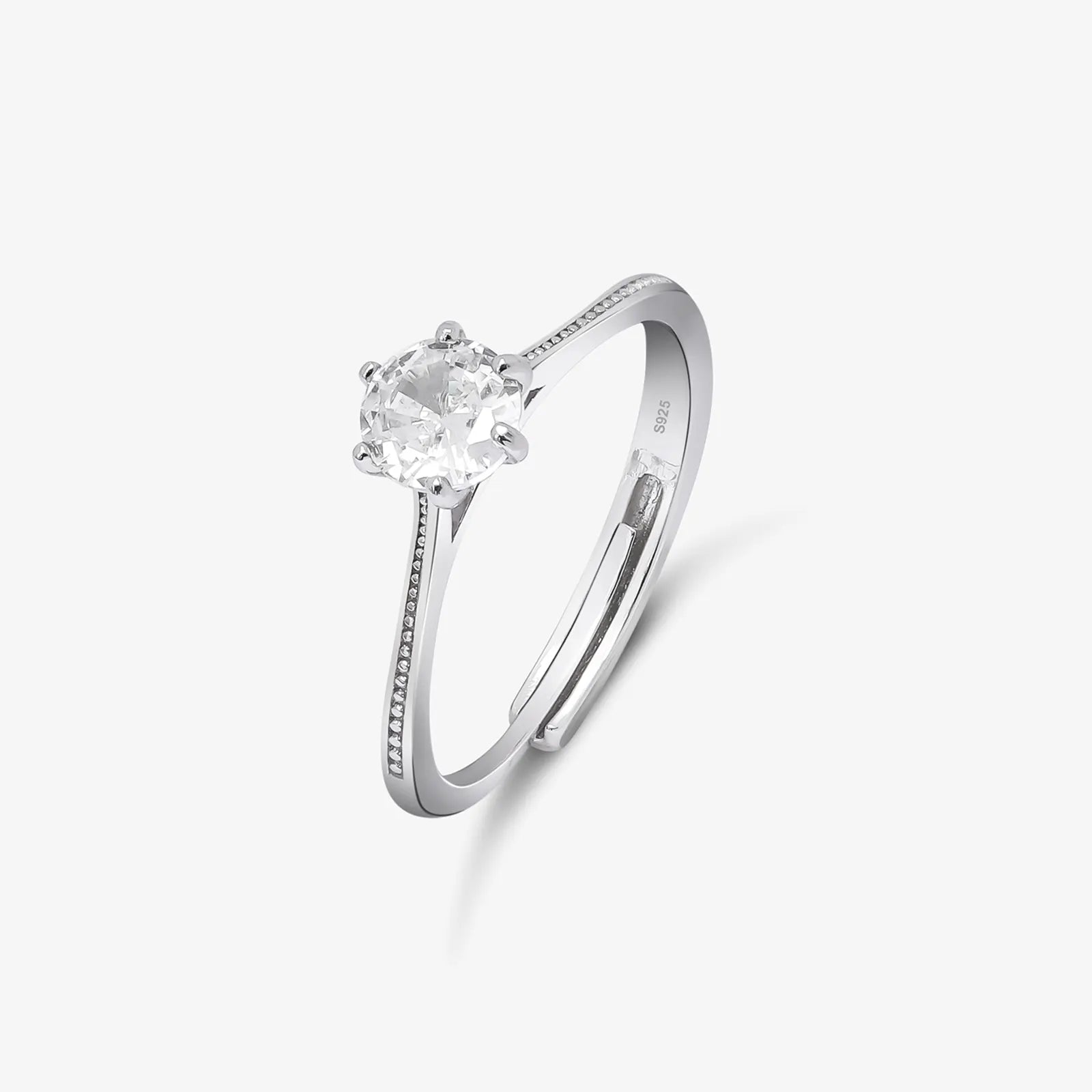 Silver Solitaire American Diamond Ring - Tweov Jewels