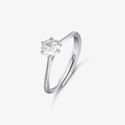Silver Solitaire American Diamond Ring - Tweov Jewels