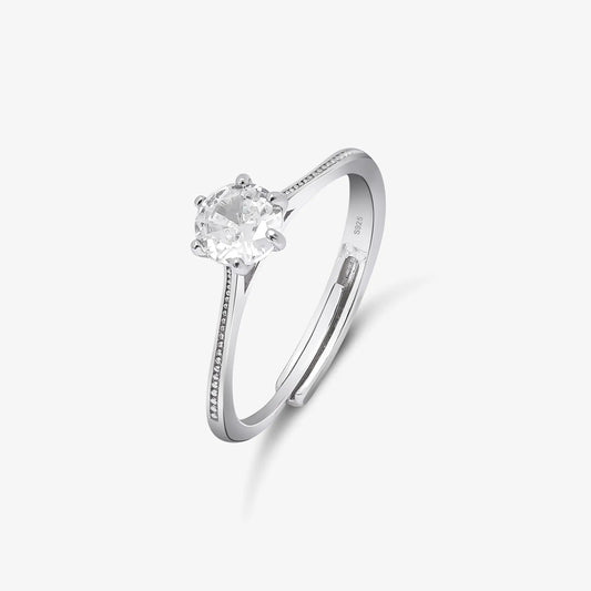 Silver Solitaire American Diamond Ring - Tweov Jewels