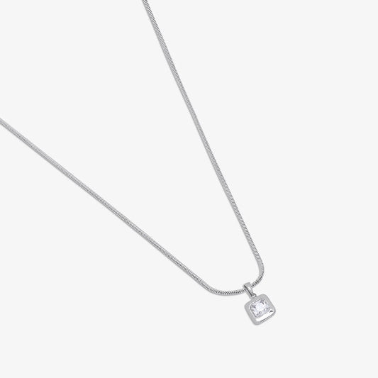 Square Cut Silver Pendant & Earrings Set - Tweov Jewels