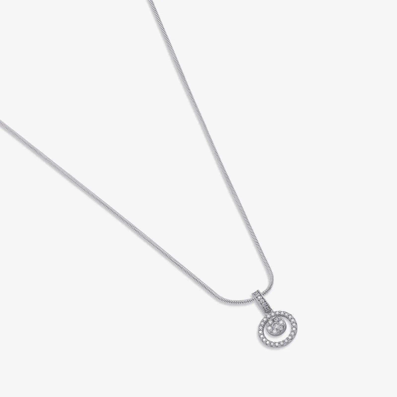 Round Cut Silver Floral Pendant & Hoop Earrings Set - Tweov Jewels