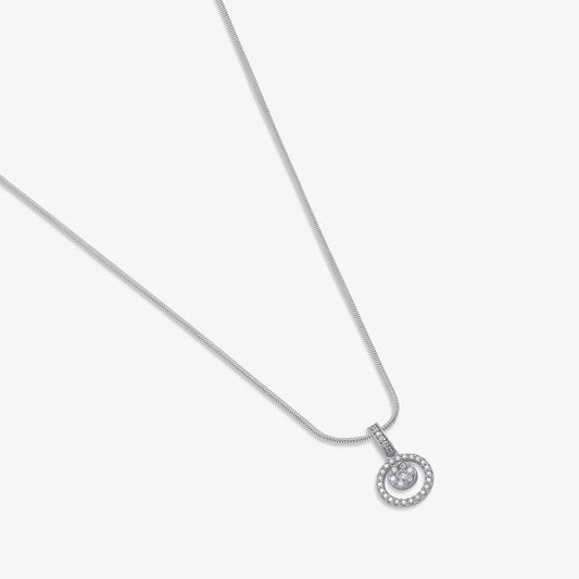 Round Cut Silver Floral Pendant & Hoop Earrings Set - Tweov Jewels