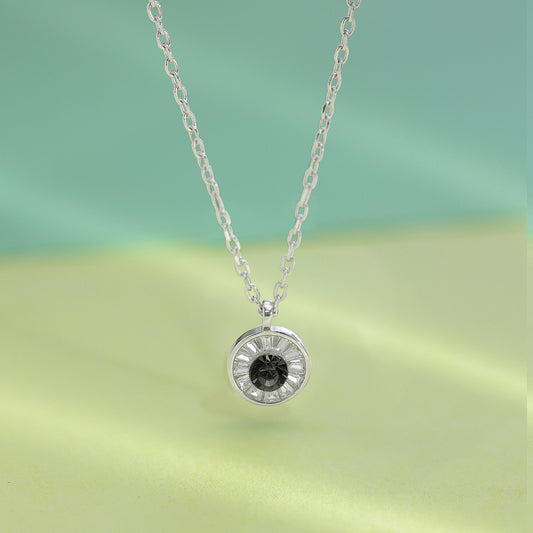 Black CZ Studded Silver Chain with Pendant - Tweov Jewels