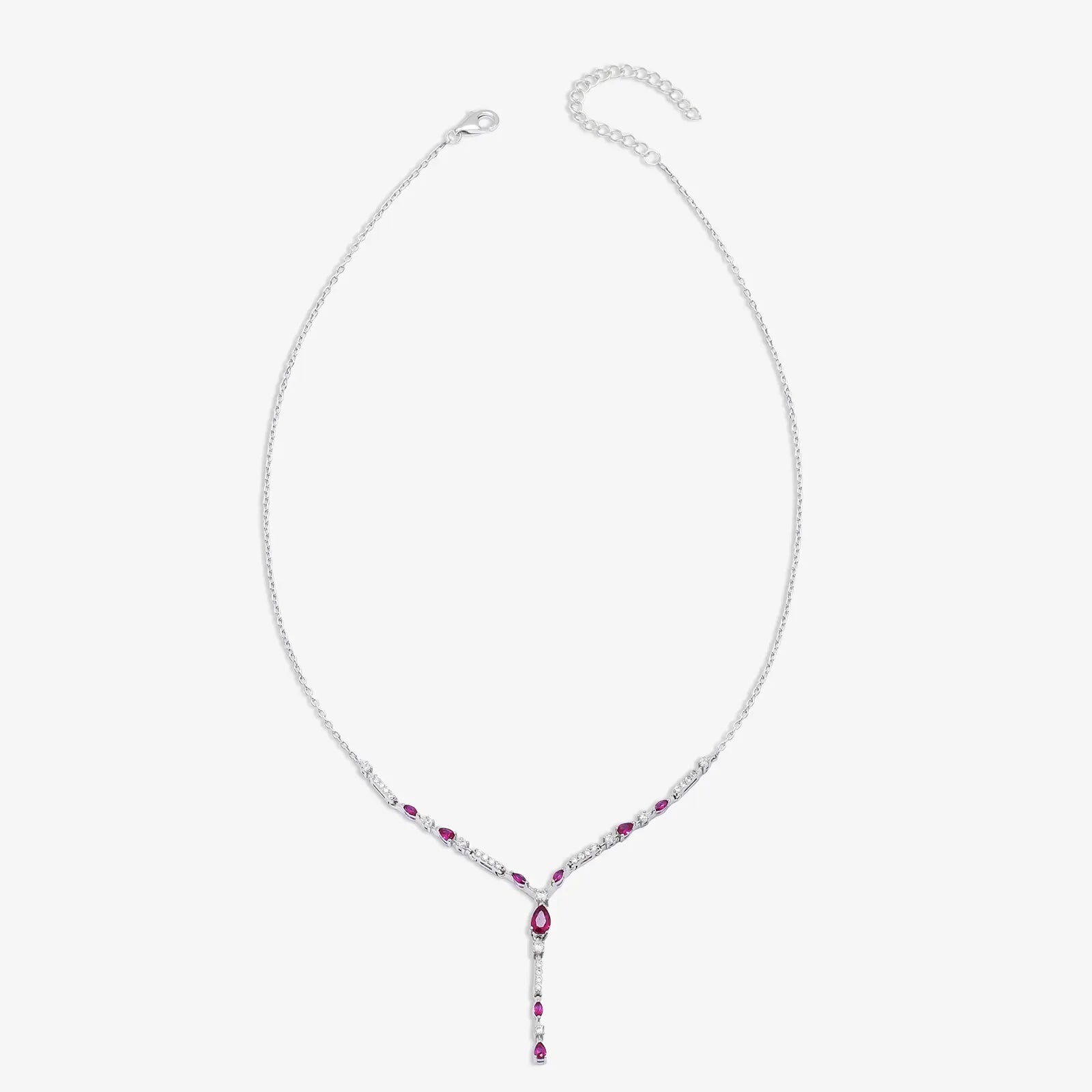 Designer Silver Pink Drop Necklace