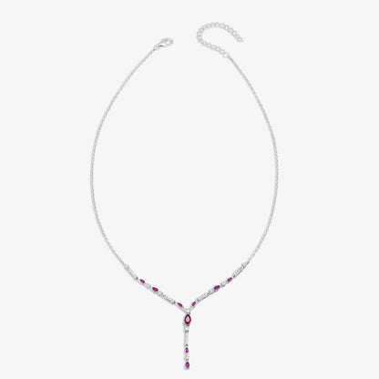 Designer Silver Pink Drop Necklace