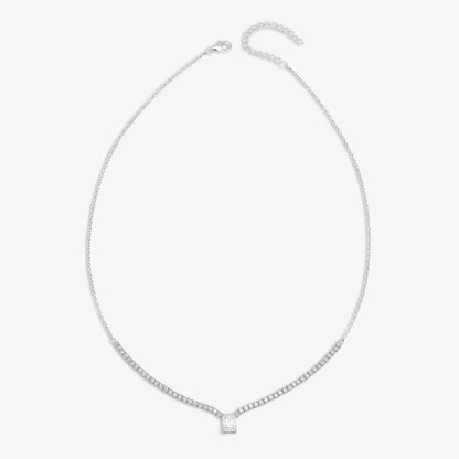 Solitaire Silver Tennis Necklace