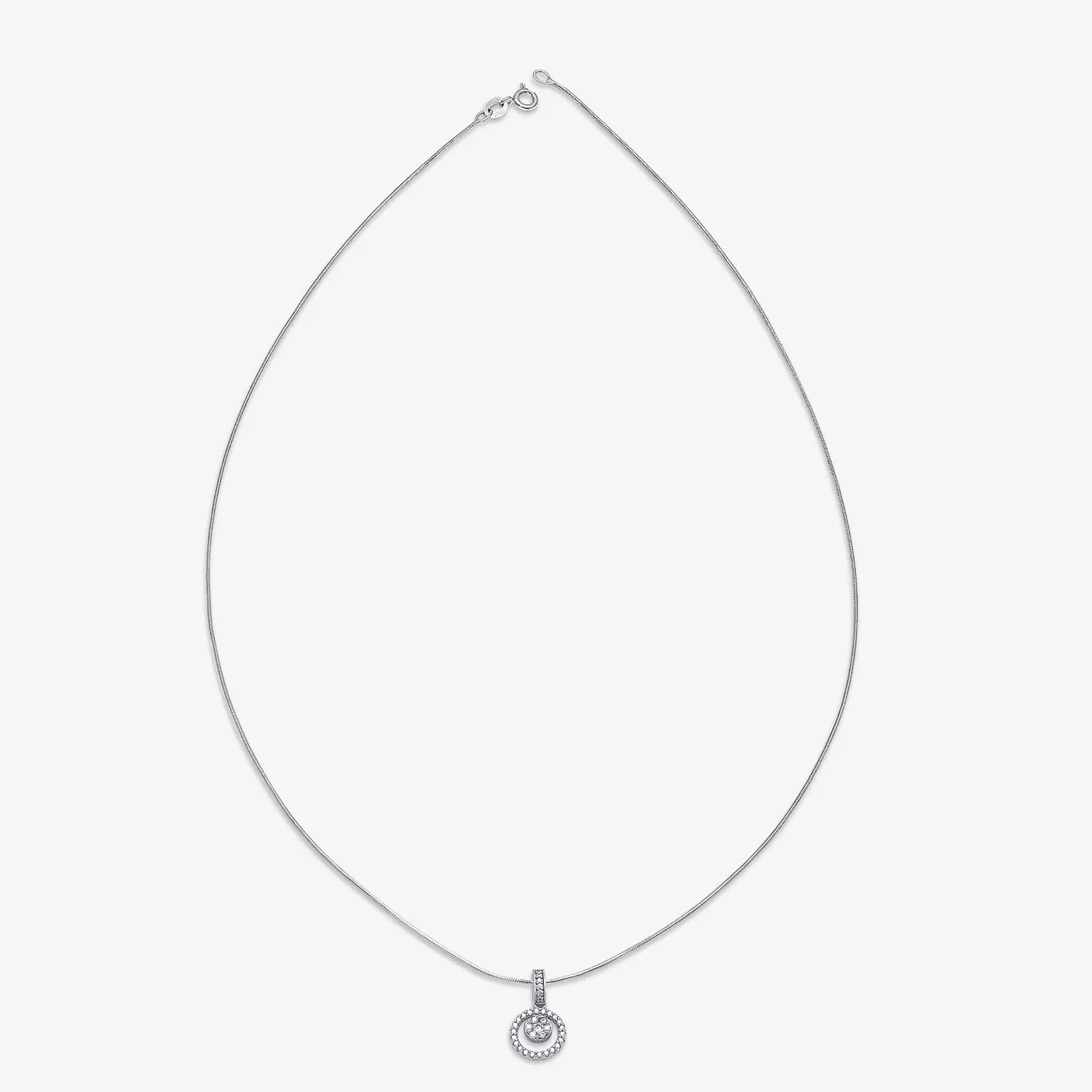 Round Cut Silver Floral Pendant & Hoop Earrings Set - Tweov Jewels