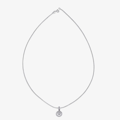 Round Cut Silver Floral Pendant & Hoop Earrings Set - Tweov Jewels