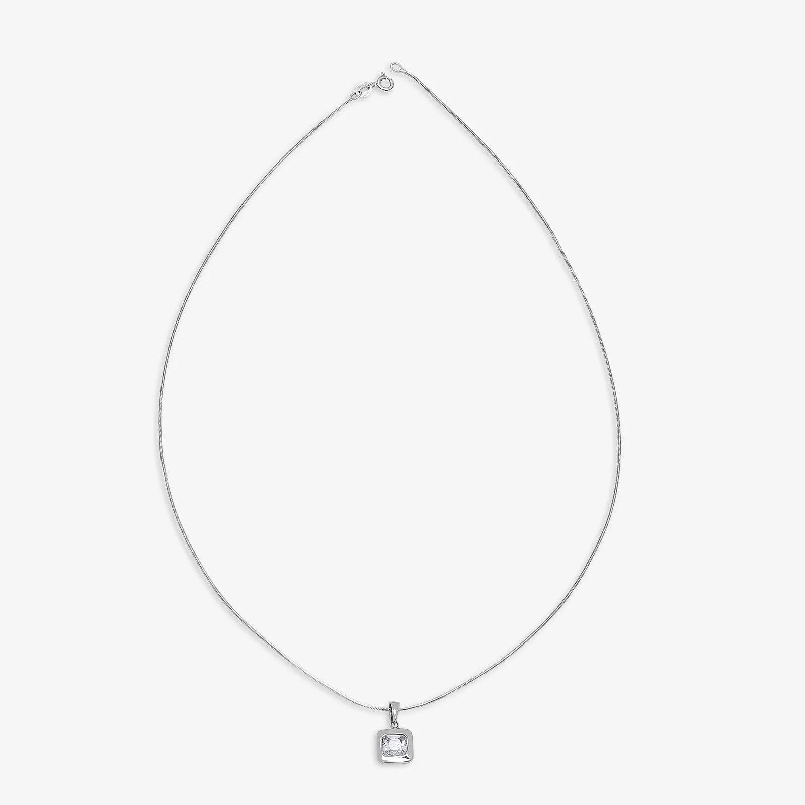 Square Cut Silver Pendant & Earrings Set - Tweov Jewels