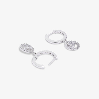 Round Cut Silver Floral Pendant & Hoop Earrings Set - Tweov Jewels