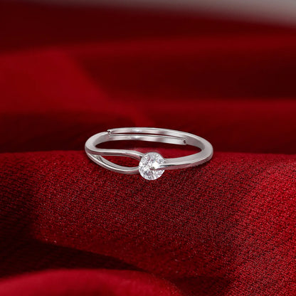 Silver CZ Twist Solitaire Ring