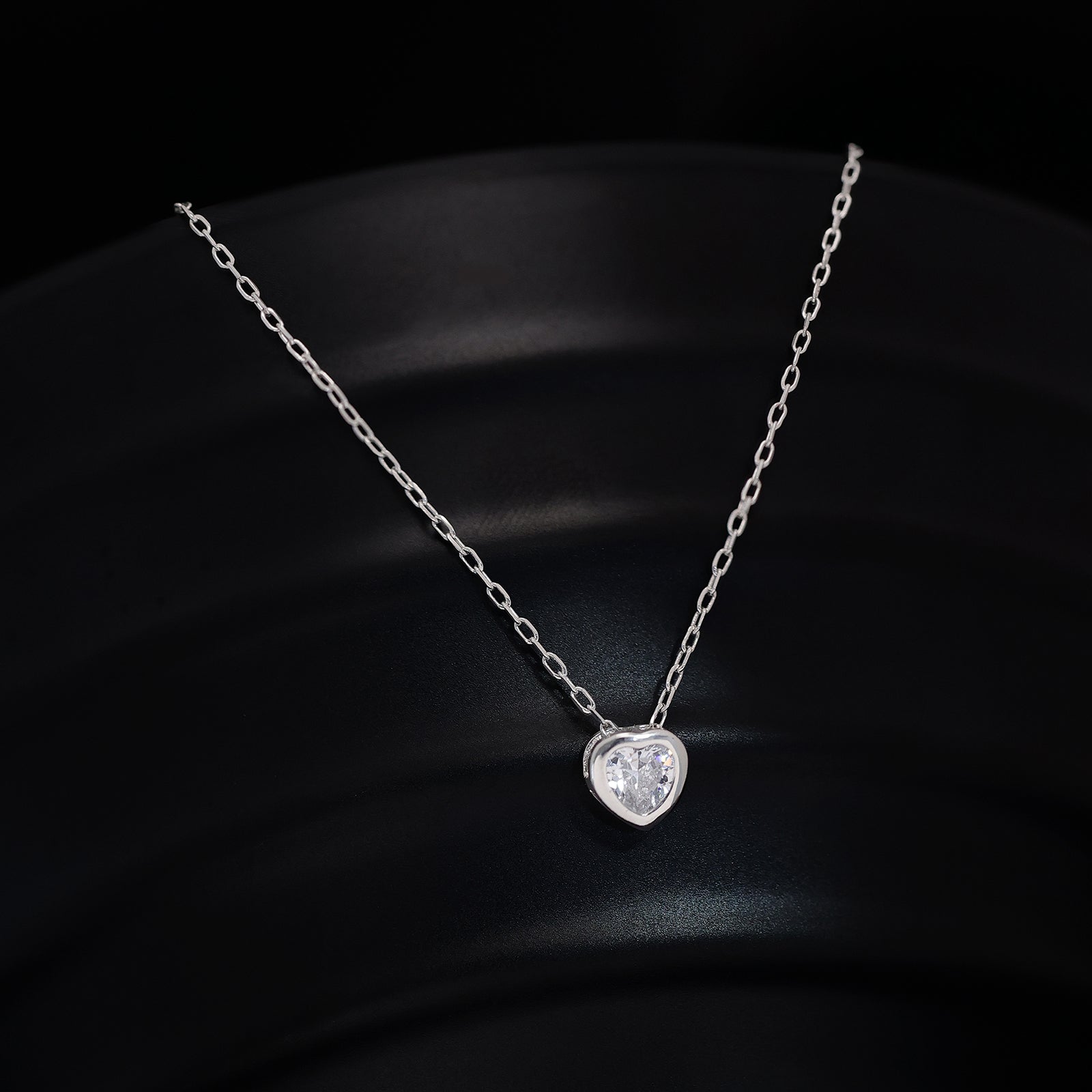 AD Studded Heart Chain Pendant for Women