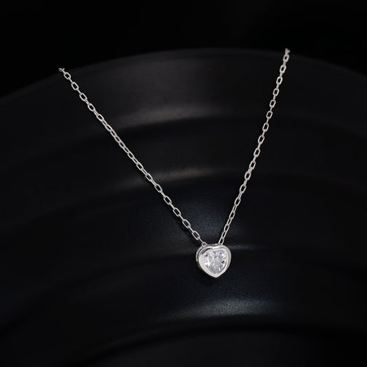 AD Studded Heart Chain Pendant for Women