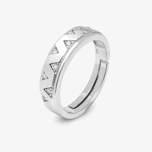Silver CZ Wave Rings for Men