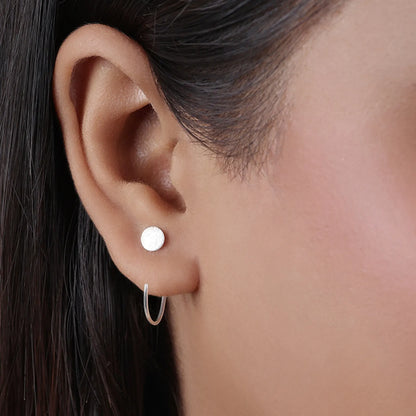 Semi Circular Silver Hoop Earrings
