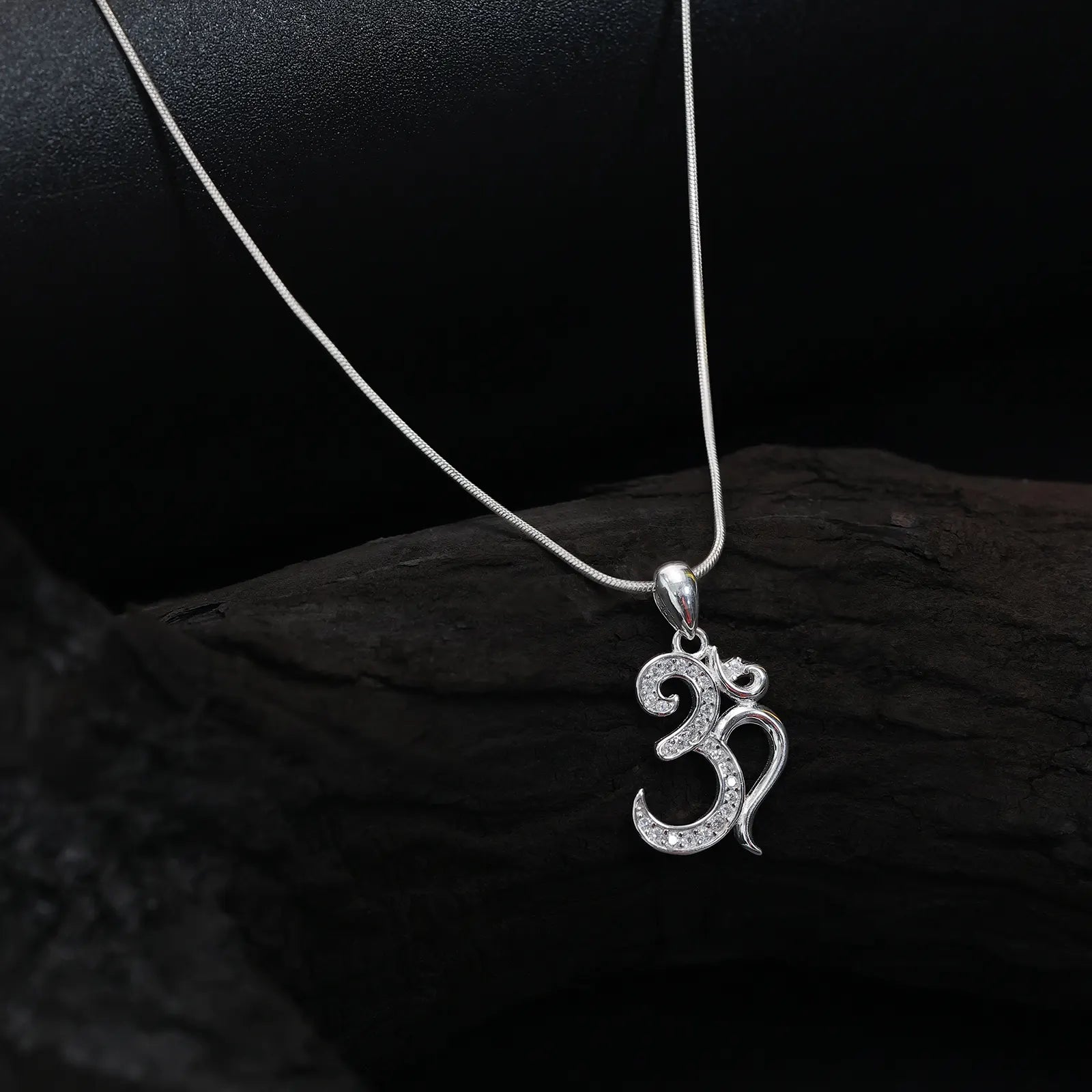 CZ Om Silver Pendant - Tweov Jewels