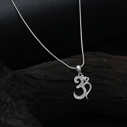 CZ Om Silver Pendant - Tweov Jewels